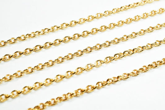 3 Foots 18K Gold Filled Chain Cable Link Chain Width 2mm Thickness 0.5mm Gold-Filled finding for Gold Filled Jewelry Making GFC005 Etsy