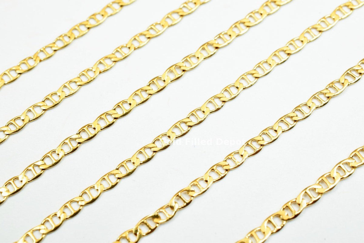 3 Feet 18K Gold Filled Anchor Chain/Marine Chain/Figarucci Chain Width 2mm Thickness 0.25mm Gold-Filled finding for Jewelry Making GFC015 Etsy
