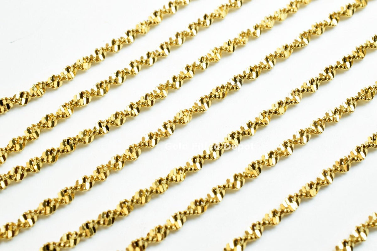 3 Foot 18K Gold Filled Flat Twist Snake Chain Size 2.1mm Gold Filled Findings Chain For Jewelry Making GFC027 Etsy