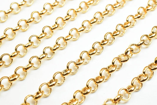 18K Gold Filled Rolo Cable Link Chain personalize necklace 3 feet Width 3.5mm Thickness 1mm findings for Jewelry Supplies GFC007 wholesale - BeadsFindingDepot