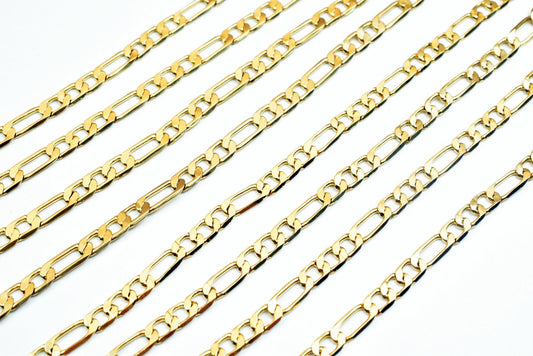18K Gold Filled EP Figaro Chain Width 2mm, Thickness 0.5mm, 17 1/4" Inches Bohemian Findings Jewelry For Jewelry Making CG92