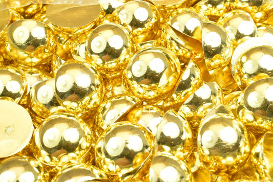 Decoden Flat Back Gold Pearls (Half Pearl) 4mm/6mm/8mm/10mm/14mm/16mm/19-20mm for Cloth or Shoe or Decoration or Jewelry Making