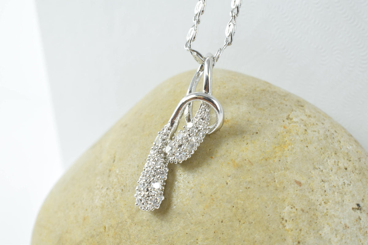 White Gold Filled Rhodium Sparkly Pendant With CZ Cubic Zirconia Stone Size 24.5x7mm Findings Charm For Jewelry Making RP02