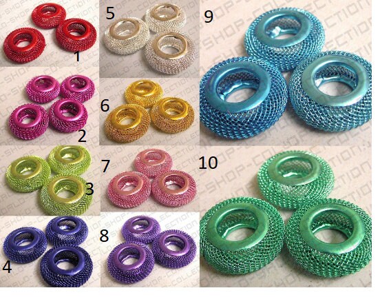6 PCs Wire Mesh Beads Basketball wives large hole metal jewelry big hoop earring chunky bead jewelry making