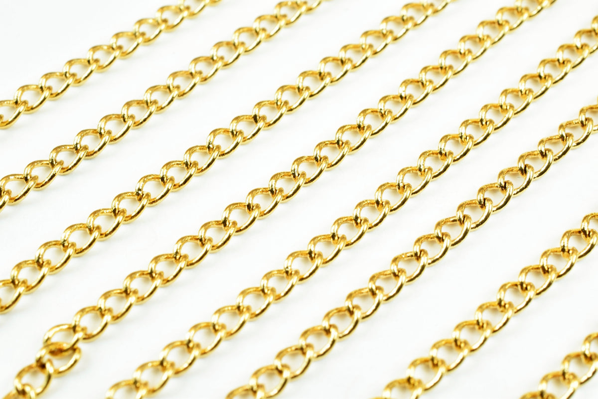 18k Gold Plated* cable chain, link chain, cuban chain gfc122 sold by foot for jewelry making extension chain