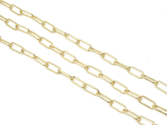 17x7mm Gold Plated clip chain 14k gfc102b sold by foot , 2mm thickness