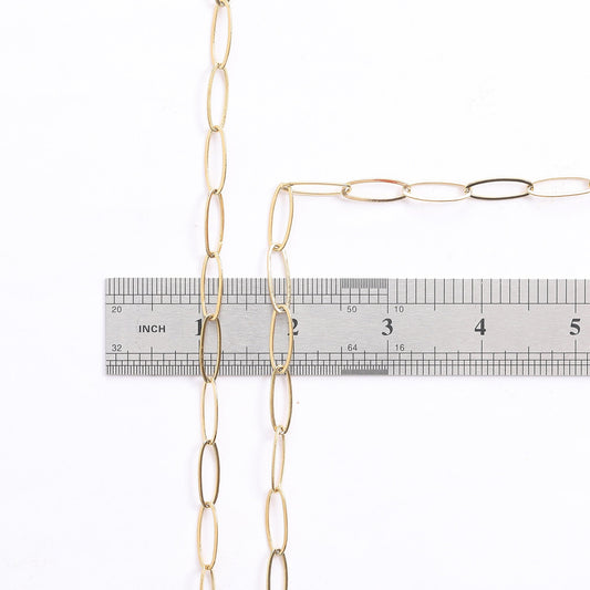 Gold Plated long cable link/paper clip chain size 7mm, thickness 1mm 18k gf finding chain for jewelry making gfc095 sold by foot