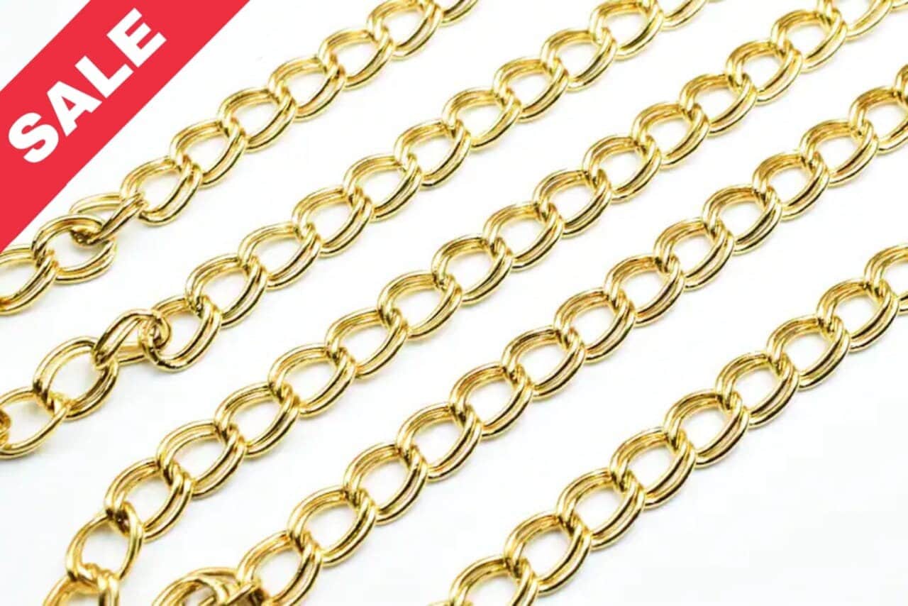 New Gold Plated tarnish resistant double link /parallel chain 18k size 6x2mm for jewelry making gfc47 sold by foot