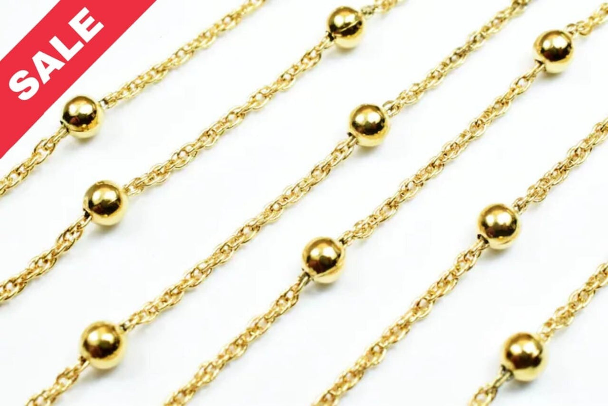 Gold Plated* satellite chain 18k ball size 3.5mm chain size 1mm for jewelry making gfc51 sold by foo