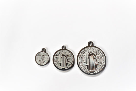Saint Benito Charm Stainless Steel Size 10mm ,15mm ,20mm Christian Religious, First Communion Baby Baptism For Jewelry Making