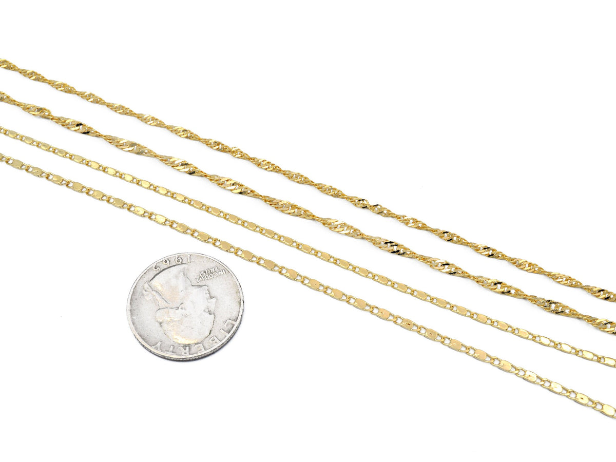 3Ft/PK 14K Gold Filled Singapore/Bar Scroll necklace Chain 1.8/2/2.8mm Findings For Jewelry Supplier and customize Wholesale - BeadsFindingDepot