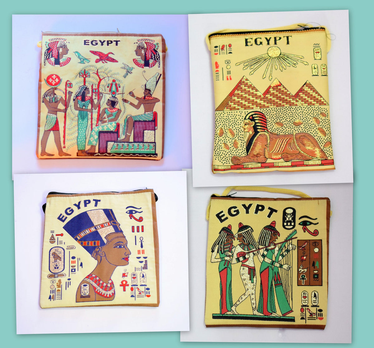 Egyptian Fabric Bags 7x8 Inches For many occasions Light weight long strip Black Back Velvet it is piece of art gift for everyone