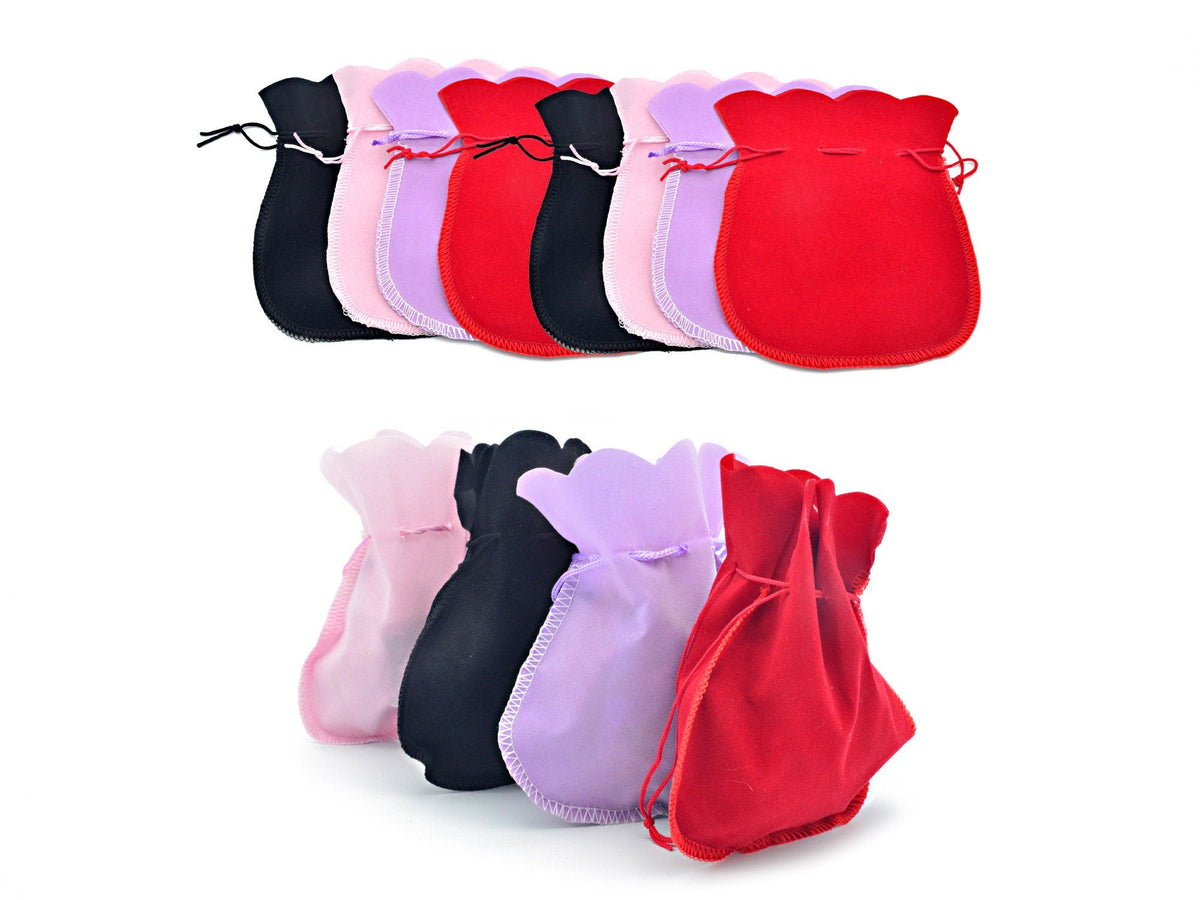 Round Velvet Pouch Jewelry Gift Bags 4x5 Inches Party Wedding/Birthday Favors Occasion