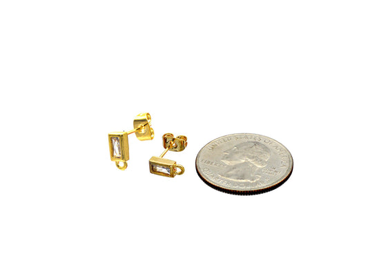 14K Gold Filled EP Leverback/Stud Hook Earring and Findings Clear Zircon Crystal High quality For Jewelry supplier and wholesale 3 PRs/PK - BeadsFindingDepot