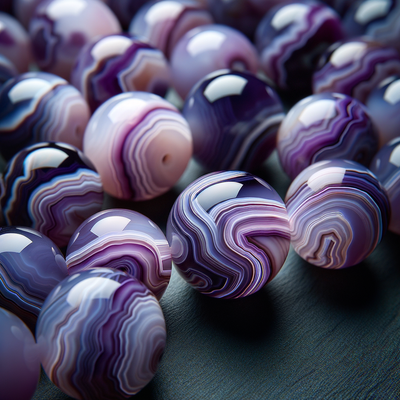 Exploring the Artistry of 12mm Deep Purple Light Pink Lace Agate Stone Beads: A Detailed Look into their Unique Design and Versatility in Craftsmanship