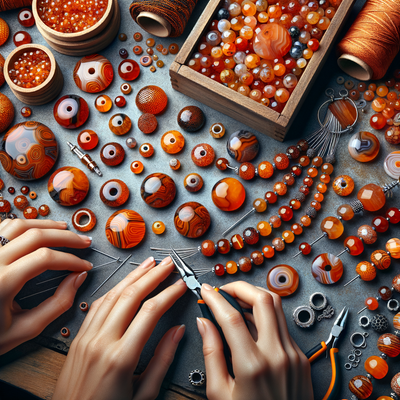 Exploring the Natural Beauty and Unique Patterns of Orange Cracker Agate Gemstone Beads in Handmade Jewelry Creations