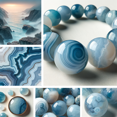 Exploring the Protective and Healing Qualities of Matte Lace Agate Mixed Blue Round Beads: An In-depth Look into Gemstone Jewelry