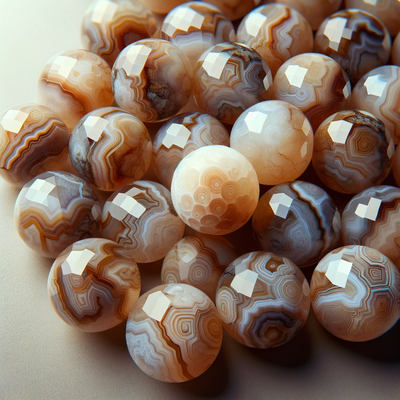 Exploring the Unique Charm and Elegance of 20mm Lace Agate Beige Faceted Round Stone Beads