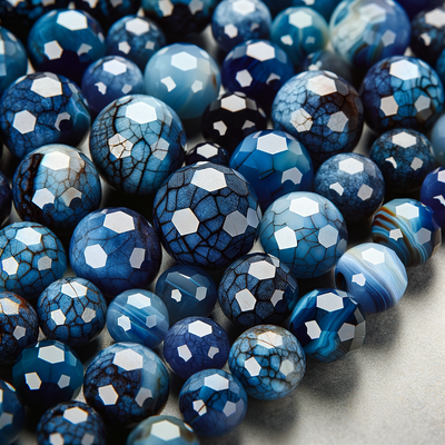 Exploring the Elegance and Diversity of Faceted Round Blue Cracker Agate Stone Beads for Jewelry Making