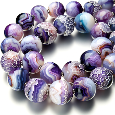 The Artistic Allure of Violet Tri-Color Lace Agate Beads in Jewelry Design