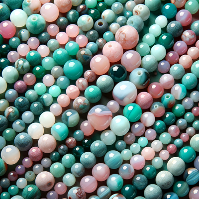 Exploring the Unique Charm of Mixed Sizes Mint & Pink Mix Agate Stone Beads: A Perfect Blend of Weight, Size, and Color Variance