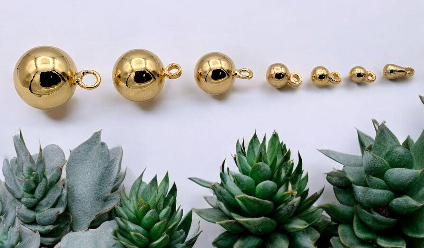 6 PCs/Pack 18K Gold Filled Look, Hanger Beads, and tear drop Seamless Ball, Various Sizes 3mm, 4mm, 5mm,8mm,10mm,12mm Find...