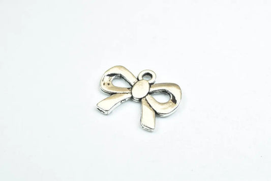 10PCs Bow Tie Charm Antique Silver Alloy Bowknot Gift Christmas Size 15x19mm Thickness 2mm Jump Ring 1.5mm Decorative For Jewelry Making - BeadsFindingDepot