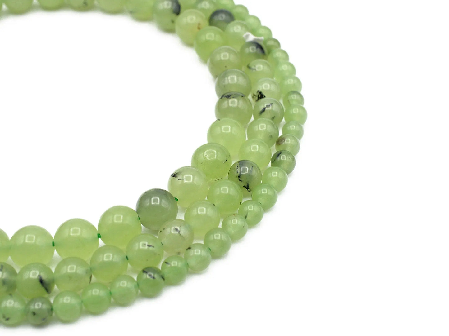 Prehnite Gemstone Round Green Beads, Natural healing stone chakra stones for Jewelry Making 6mm/8mm/10mm AA Quality - BeadsFindingDepot