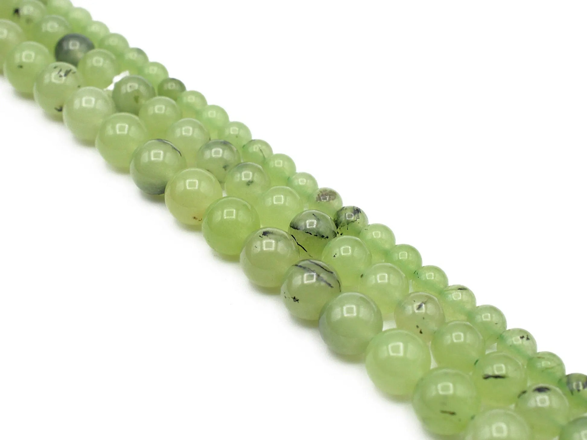 Prehnite Gemstone Round Green Beads, Natural healing stone chakra stones for Jewelry Making 6mm/8mm/10mm AA Quality - BeadsFindingDepot