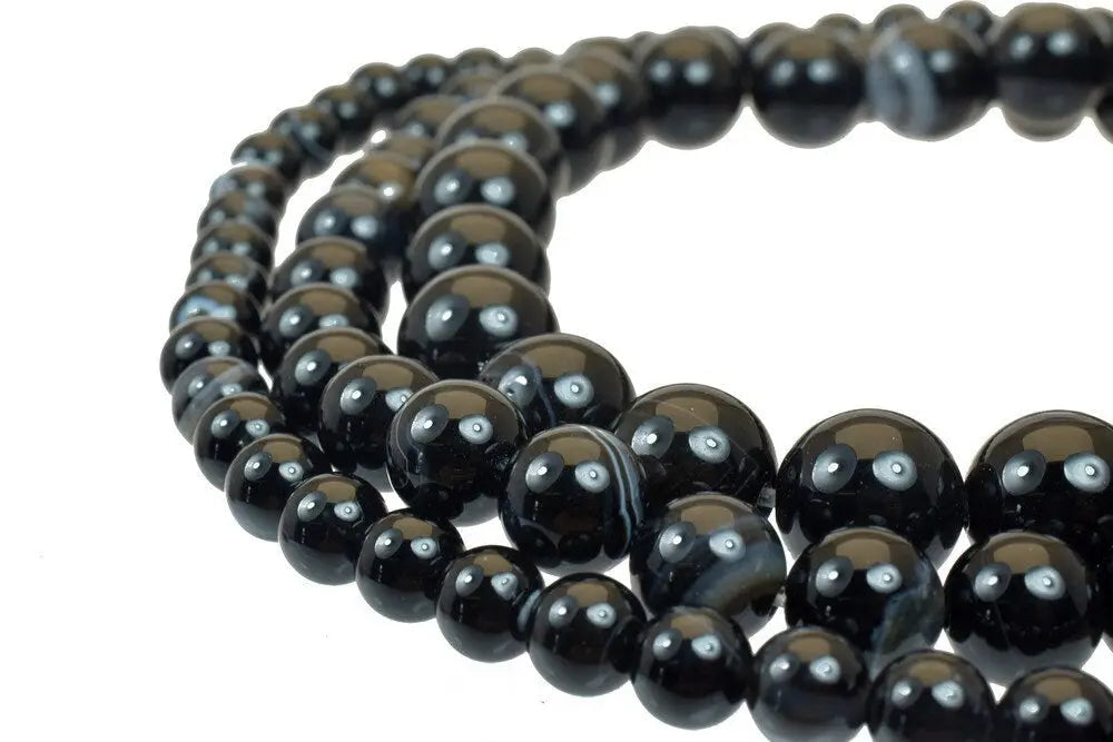 sardonyx black agate gemstone beads 6 mm 8 mm 10 mm agate round beads stone birthstone beads for jewelry making 335815844...