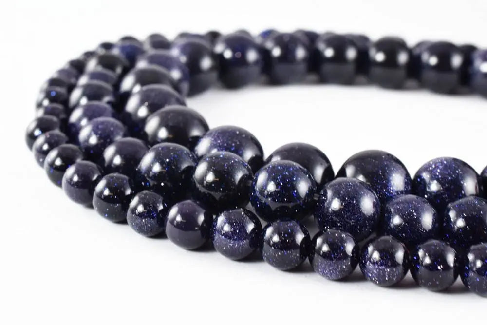 Blue Star Sand Gemstone Round Beads Size 6mm/8mm/10mm Beaded Bead loose Beads birthstone Beads for jewelry making - BeadsFindingDepot