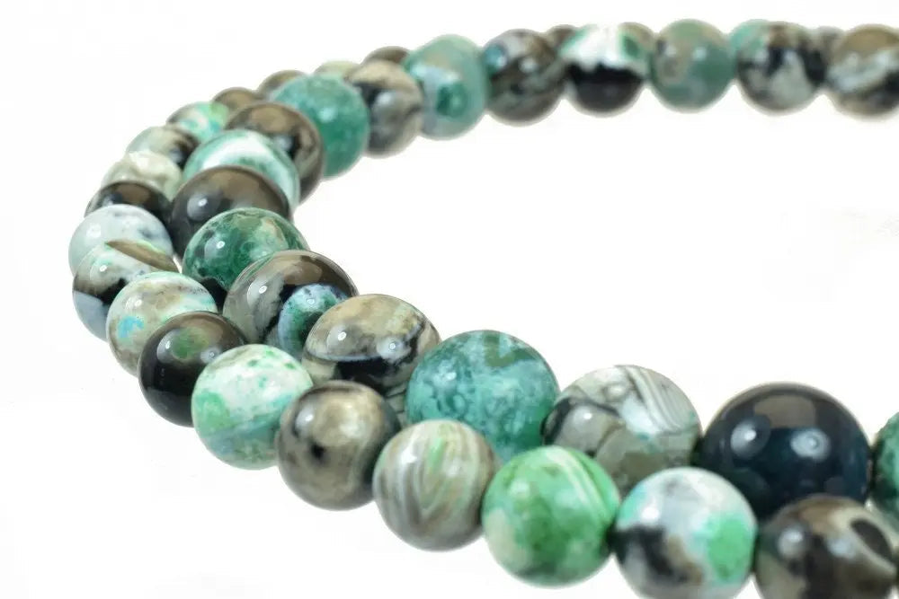 Green Crazy Agate 8mm/10mm Gemstone Faceted Round Stone Beads Natural healing stone chakra stones for Jewelry Making - BeadsFindingDepot