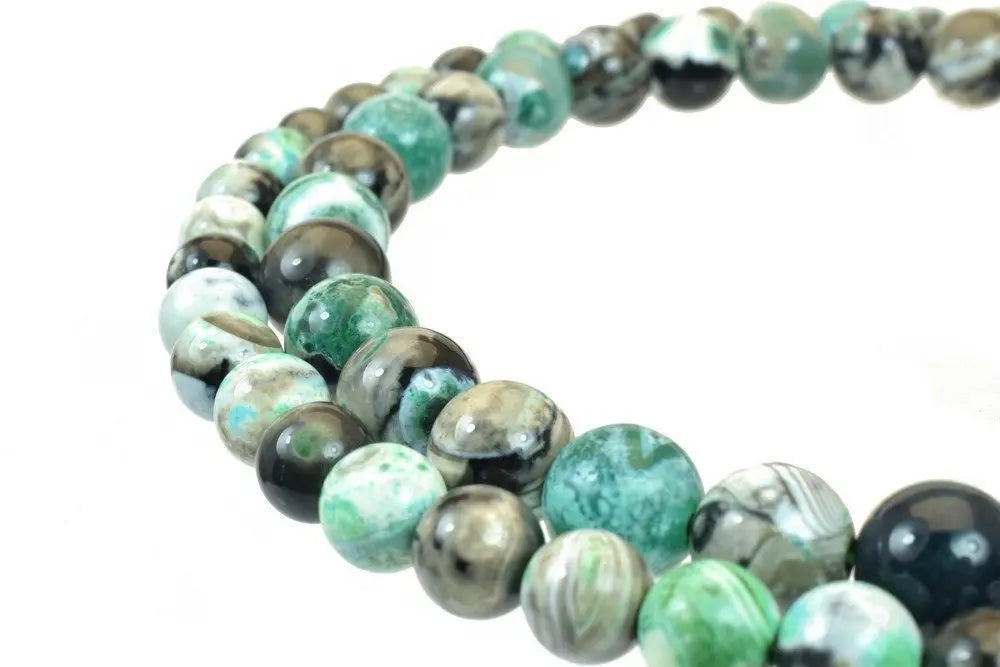 Green Crazy Agate 8mm/10mm Gemstone Faceted Round Stone Beads Natural healing stone chakra stones for Jewelry Making - BeadsFindingDepot