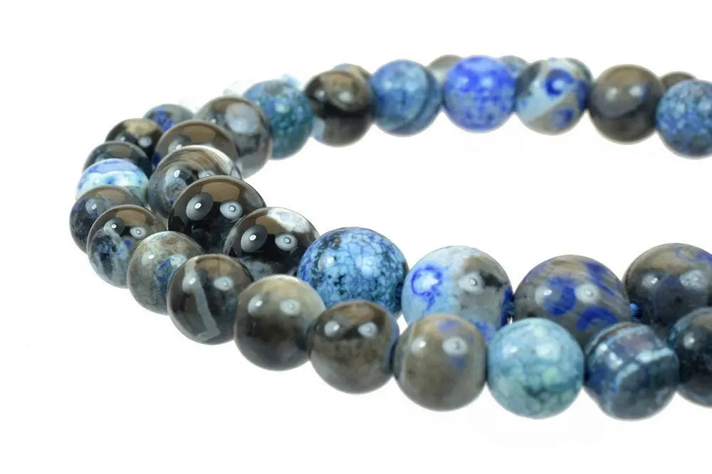 Royal Blue Crazy Agate 8mm/10mm Gemstone Round Stone Beads Natural healing stone chakra stones for Jewelry Making - BeadsFindingDepot