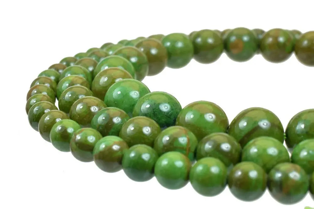 Green Wood Jasper Gemstone Round Stone Beads 6mm/8mm/10mm Green Serpeggiante Natural Healing Stone Chakra Stones For Jewelry Making - BeadsFindingDepot