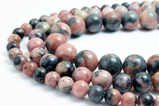 Black Pink Jasper Gemstone Round Stone Beads 6mm/8mm/10mm Natural Healing Stone Chakra Stones For Jewelry Making - BeadsFindingDepot