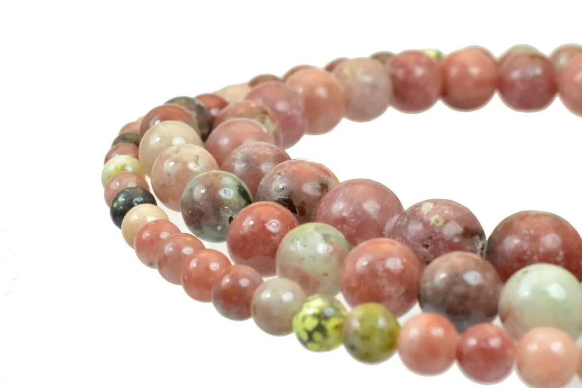 Rhodonite Gemstone Round Stone Beads 6mm/8mm/10mm  Natural Healing Stone Chakra Stones For Jewelry Making - BeadsFindingDepot