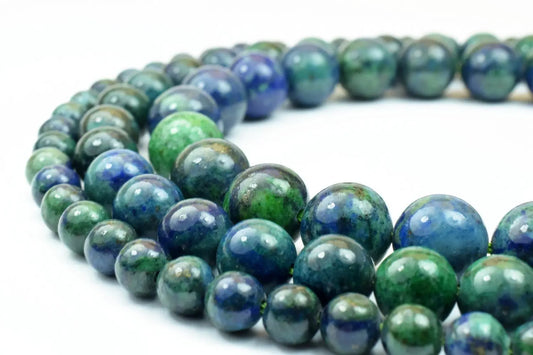 Azurite Chrysocolla Gemstone Round Stone Beads 6mm/8mm/10mm Natural Healing Stone Chakra Stones For Jewelry Making - BeadsFindingDepot