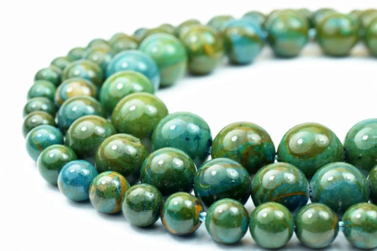 Chrysocolla Gemstone Round Stone Beads 6mm/8mm/10mm Natural Healing Stone Chakra Stones For Jewelry Making - BeadsFindingDepot
