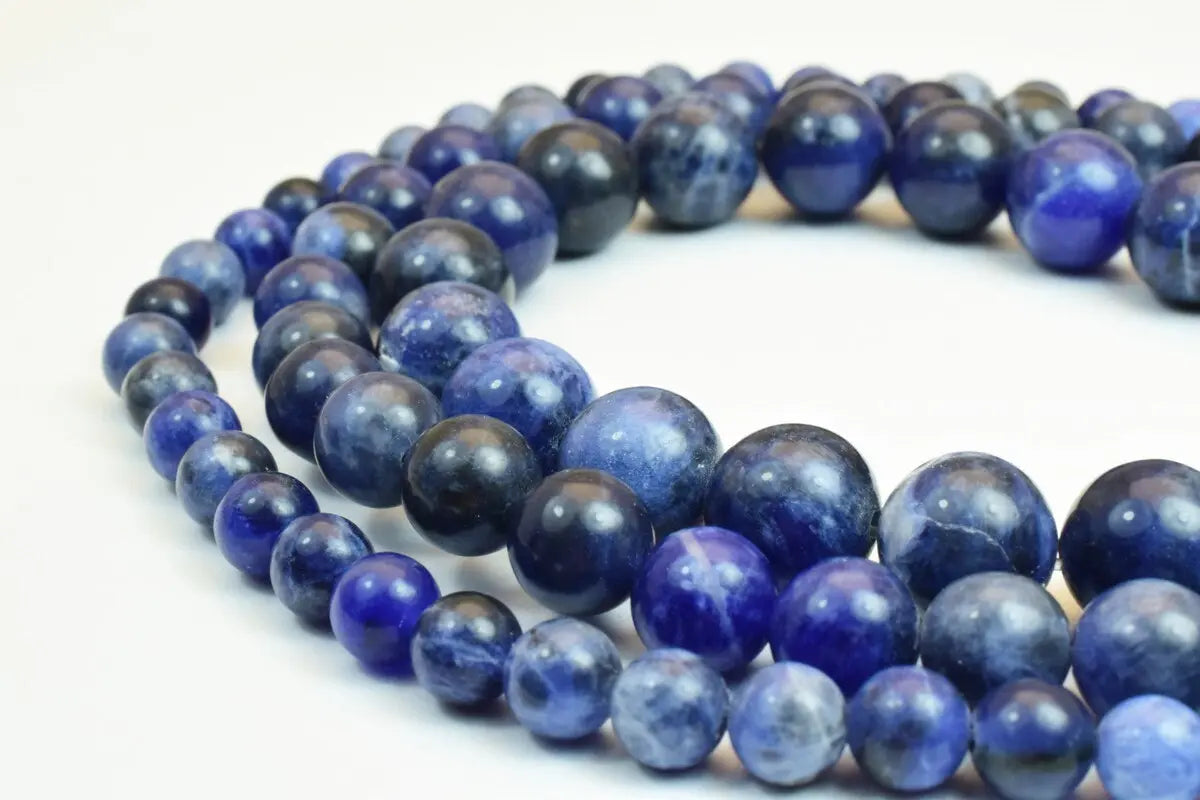 Sodalite Blue Spot Stone Beads Dark Color 6mm/8mm/10mm Natural Healing Stone Chakra Stones for Jewelry Making - BeadsFindingDepot