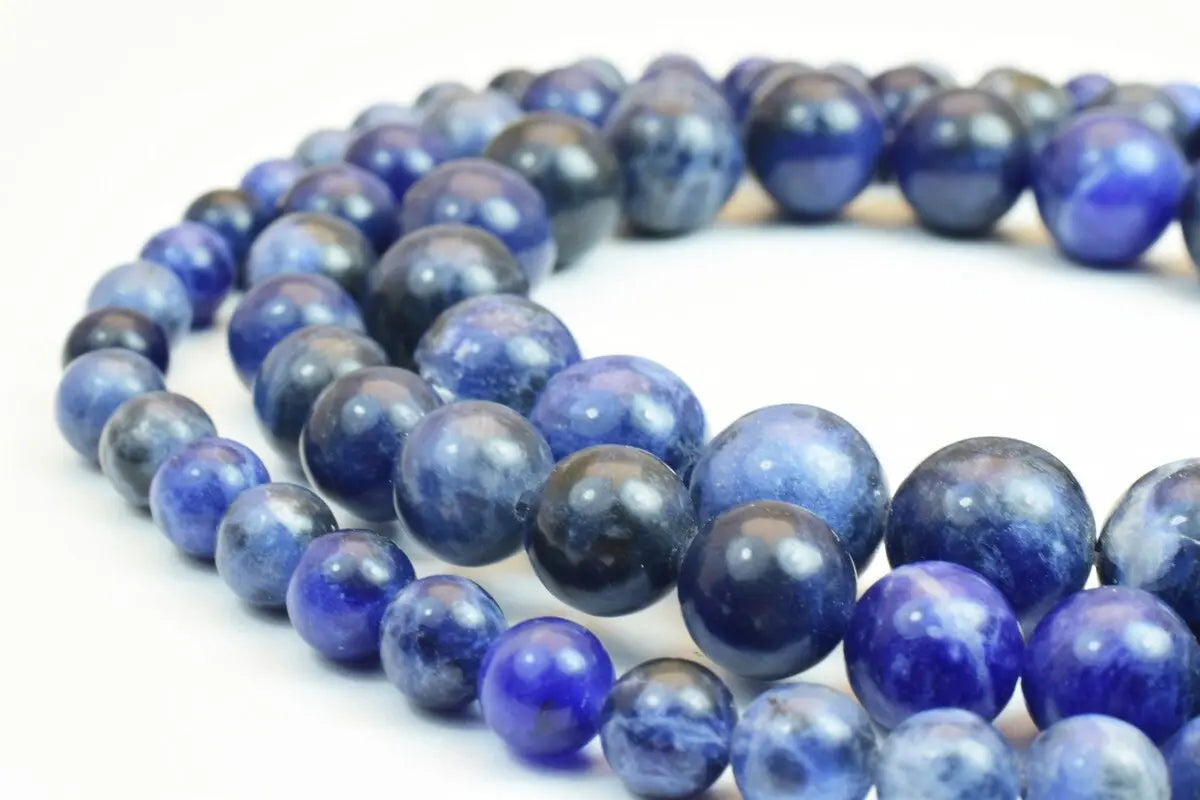 Sodalite Blue Spot Stone Beads Dark Color 6mm/8mm/10mm Natural Healing Stone Chakra Stones for Jewelry Making - BeadsFindingDepot