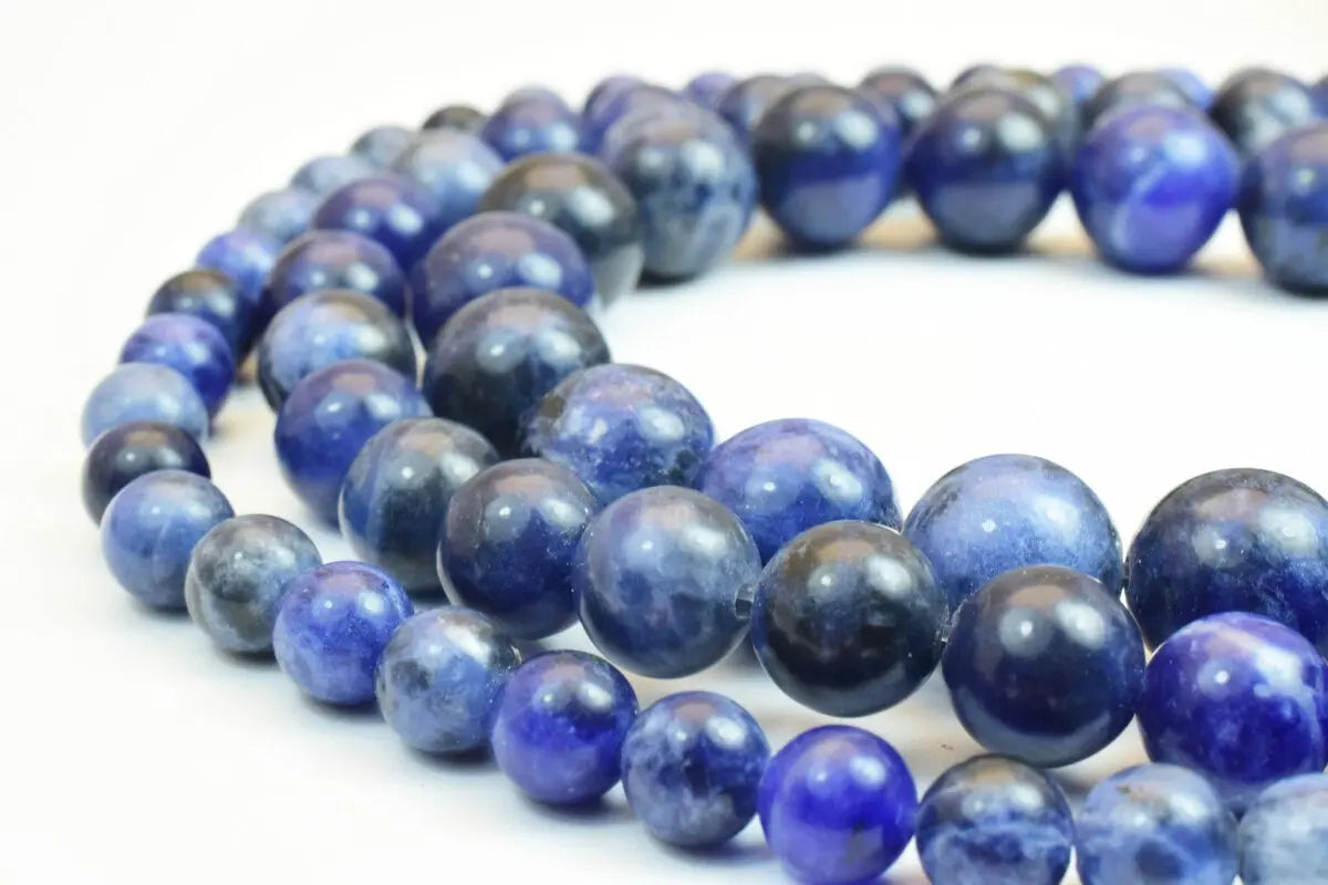 Sodalite Blue Spot Stone Beads Dark Color 6mm/8mm/10mm Natural Healing Stone Chakra Stones for Jewelry Making - BeadsFindingDepot