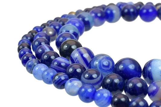 Dark Blue Madagascar Agate Gemstone Round Beads 6mm/8mm/10mm Natural Stones Beads Natural healing stone chakra stones for Jewelry Making - BeadsFindingDepot