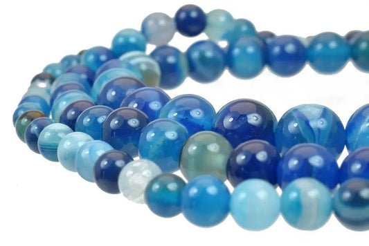 Blue Madagascar Agate Gemstone Round Beads 6mm/8mm/10mm Natural Stones Beads Natural healing stone chakra stones for Jewelry Making - BeadsFindingDepot