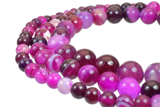 Fuchsia Madagascar Agate Gemstone Round Beads 6mm/8mm/10mm Natural Stones Beads Natural healing stone chakra stones for Jewelry Making - BeadsFindingDepot