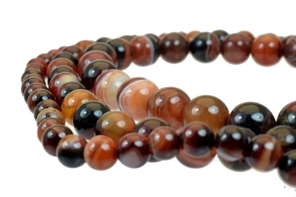 Red-BrownBotswana Madagascar Agate Gemstone Round Beads 6mm/8mm/10mm Natural Stones Beads healing stone chakra stones for Jewelry Making - BeadsFindingDepot