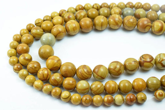 Yellow Tiger Skin Beads Wooden Jasper Gemstone Round Beads 6mm/8mm/10mm Natural Stones Beads natural healing stone chakra stones - BeadsFindingDepot