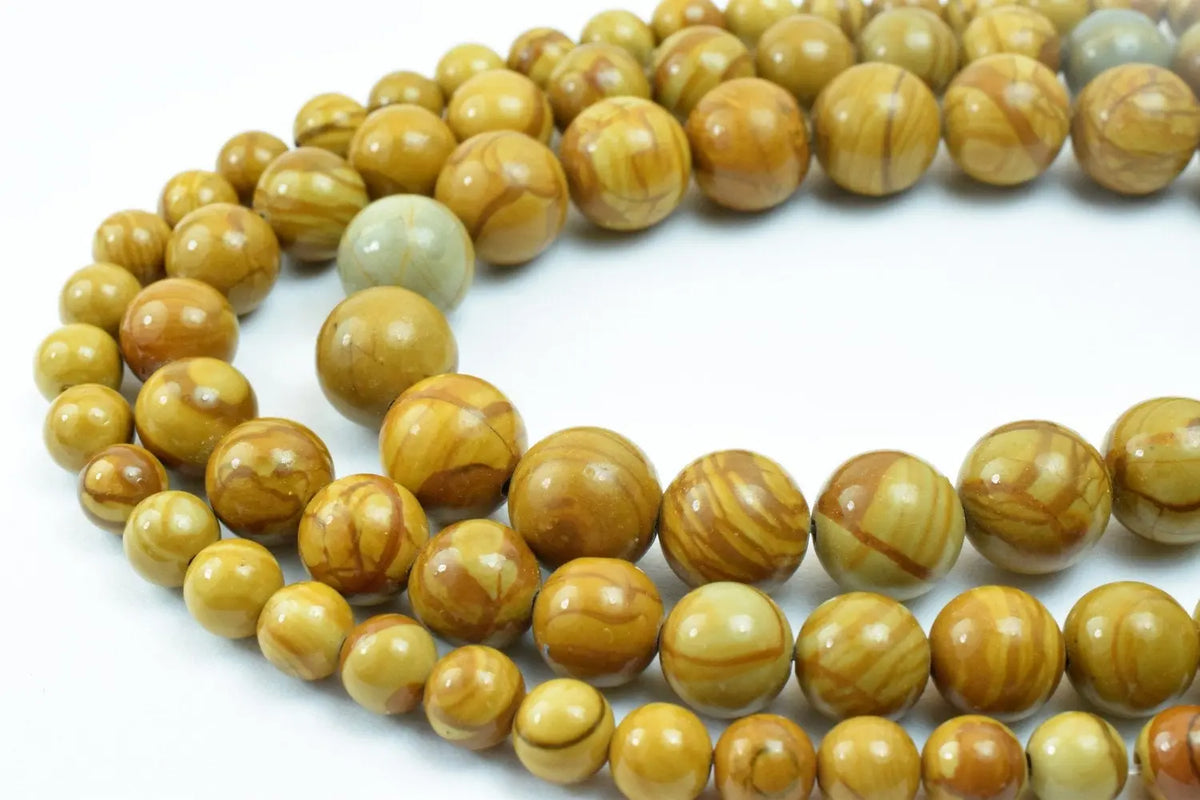 Yellow Tiger Skin Beads Wooden Jasper Gemstone Round Beads 6mm/8mm/10mm Natural Stones Beads natural healing stone chakra stones - BeadsFindingDepot