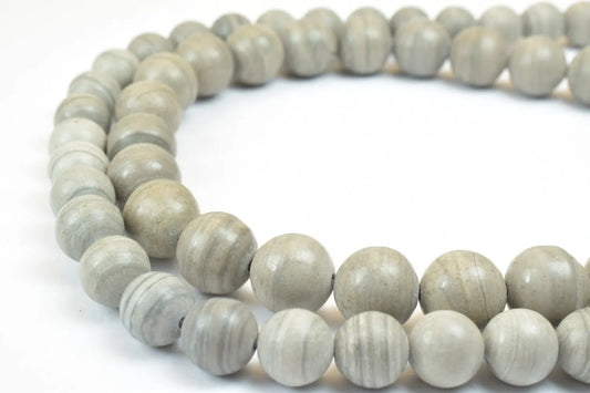 Gray Wooden Jasper Gemstone Round Beads 8mm/10mm Natural Stones Beads natural healing stone chakra stones - BeadsFindingDepot