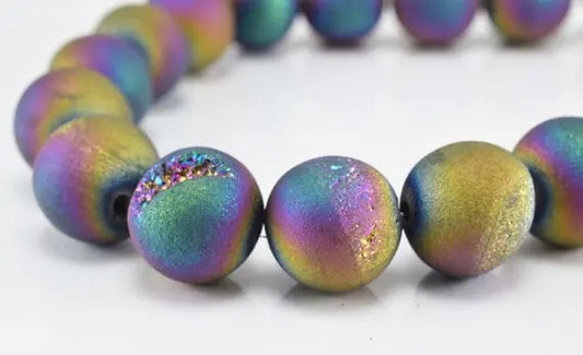 New Matte Purple Druzzy Gemstone Round Beads 6mm/8mm/10mm Natural Stones Beads natural healing stone chakra stones for Jewelry Making - BeadsFindingDepot